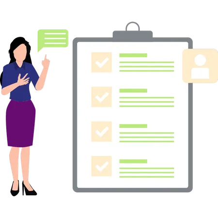 Businesswoman Is Check Listing The Tasks Illustration