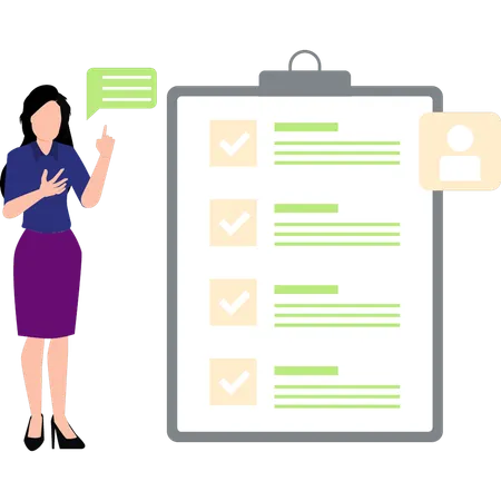 Businesswoman is check listing the tasks  Illustration