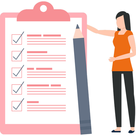 Businesswoman is checking the list of tasks  Illustration