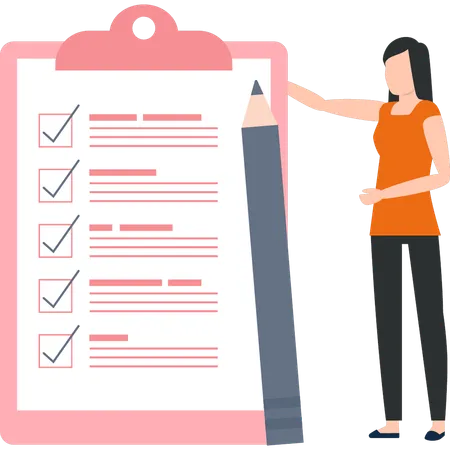 Businesswoman is checking the list of tasks  Illustration