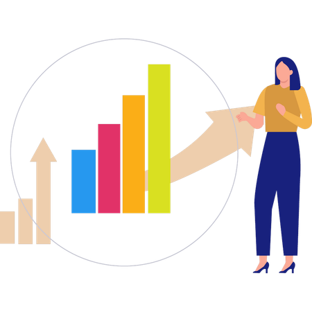 Businesswoman is discussing growth graph  Illustration