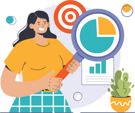 Businesswoman is doing business analysis  イラスト