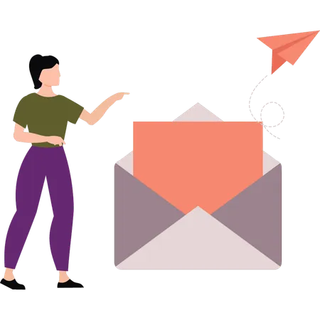 Businesswoman is doing email marketing  Illustration