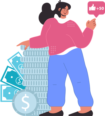 Businesswoman is doing finance management  Illustration
