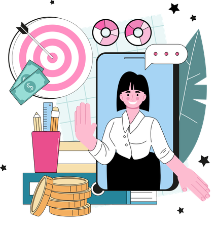 Businesswoman is doing financial management  Illustration