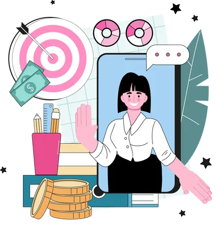 Businesswoman is doing financial management  Illustration