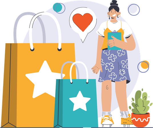 Businesswoman is doing sale shopping  Illustration