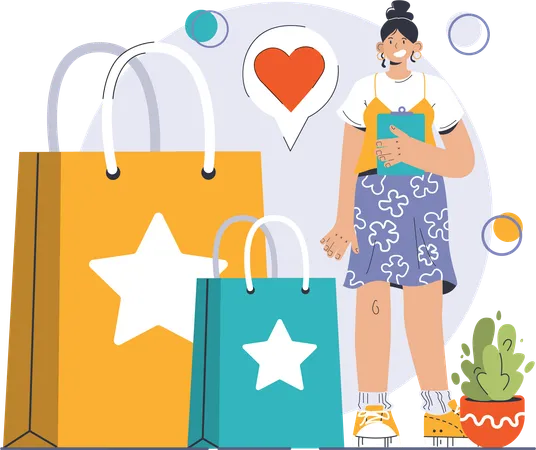 Businesswoman is doing sale shopping  Illustration