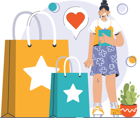 Businesswoman is doing sale shopping  イラスト