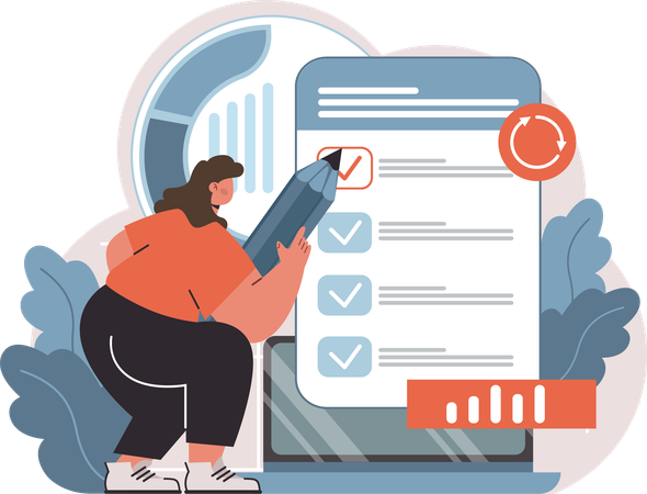 Businesswoman is doing task management  Illustration