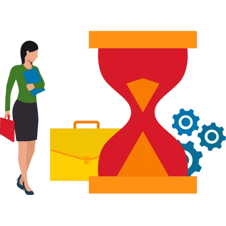 Businesswoman Is Doing Time Management Illustration