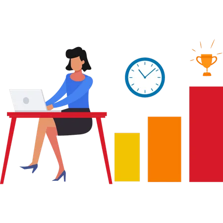 Businesswoman is doing time management  Illustration