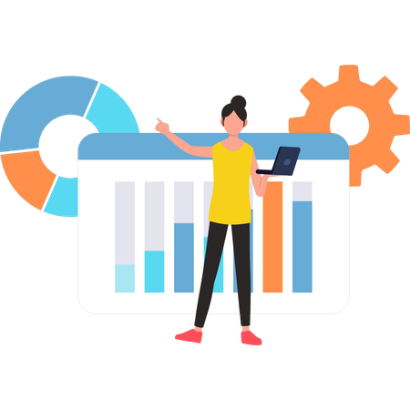 Businesswoman is doing web monitoring  Illustration