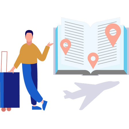 Businesswoman is finding trip destination  Illustration