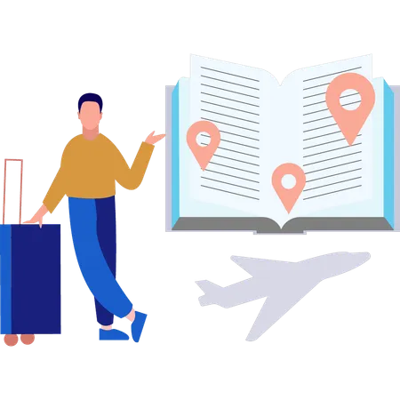 Businesswoman is finding trip destination  Illustration