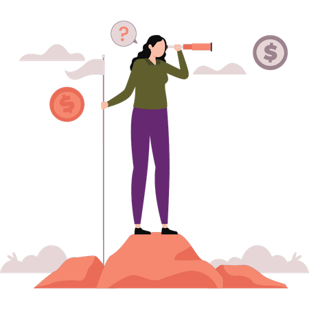 Businesswoman is forecasting business goals  Illustration