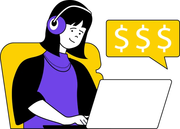 Businesswoman is giving customer support  Illustration