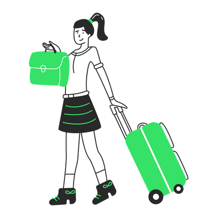 Businesswoman is going to business trip Illustration