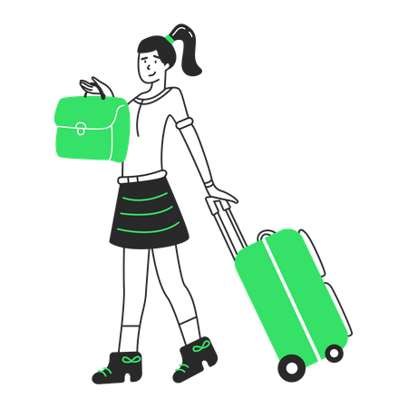 Businesswoman is going to business trip  Illustration