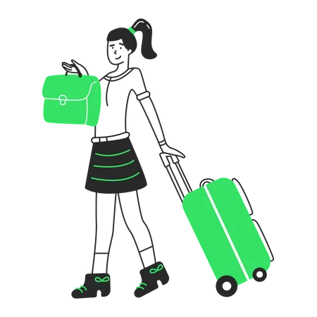 Businesswoman is going to business trip  Illustration