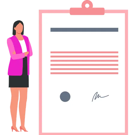Businesswoman is holding contract board  Illustration
