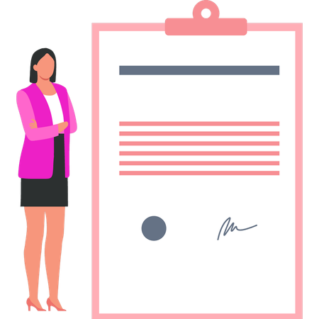 Businesswoman is holding contract board  Illustration