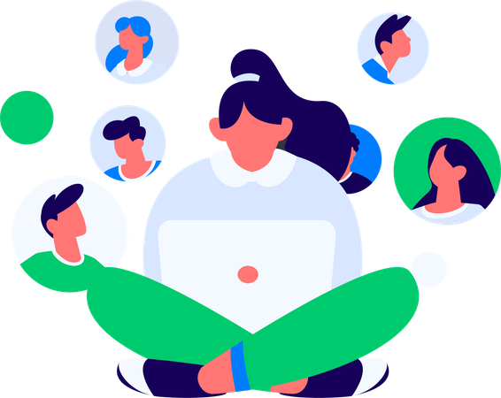 Businesswoman is in search of new employee  Illustration