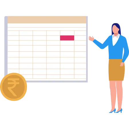 Businesswoman is looking at financial schedule  Illustration