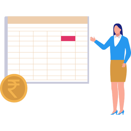 Businesswoman is looking at financial schedule  Illustration