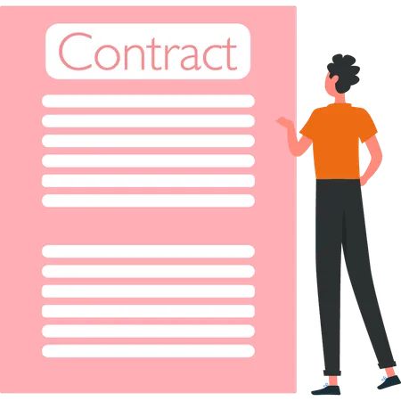 Businesswoman is looking at partnership contract  Illustration
