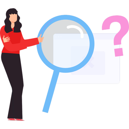 Businesswoman is looking for a question mark  Illustration
