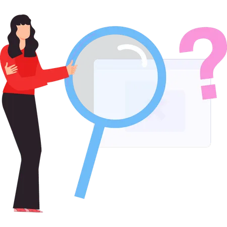 Businesswoman is looking for a question mark  Illustration
