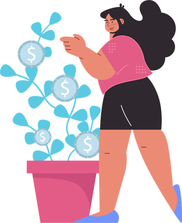 Businesswoman is managing all her finances  Illustration