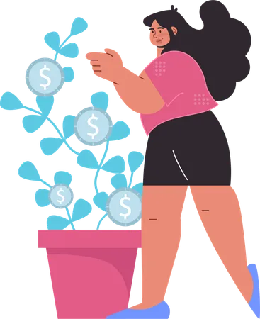 Businesswoman is managing all her finances  Illustration