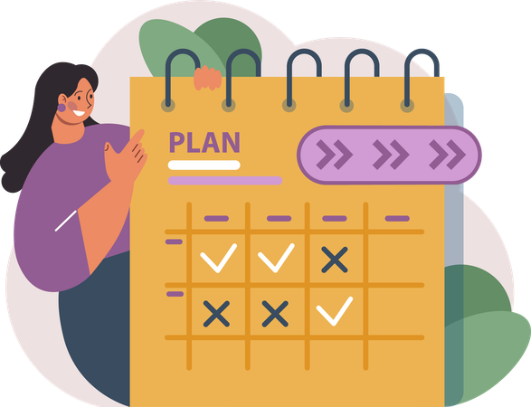 Businesswoman is planning business tasks  Illustration