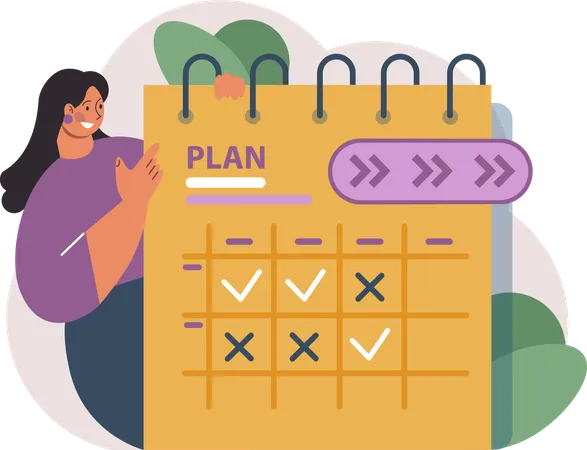 Businesswoman is planning business tasks  Illustration