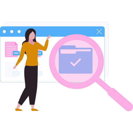 Businesswoman is pointing at the web page  Illustration