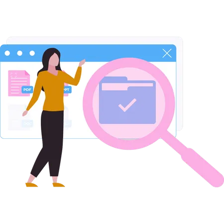 Businesswoman is pointing at the web page  Illustration
