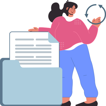 Businesswoman is preparing business folders  Illustration