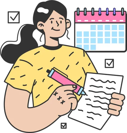 Businesswoman is preparing task plans  Illustration