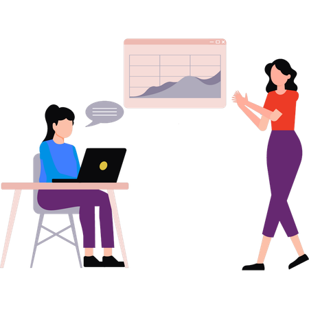 Businesswoman is presenting business graph  Illustration