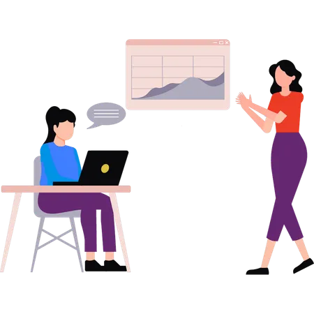 Businesswoman is presenting business graph  Illustration