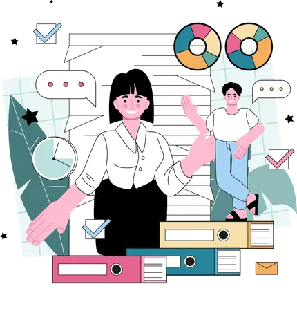 Businesswoman is presenting in meeting  Illustration