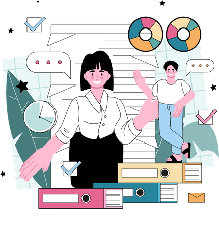 Businesswoman is presenting in meeting  Illustration