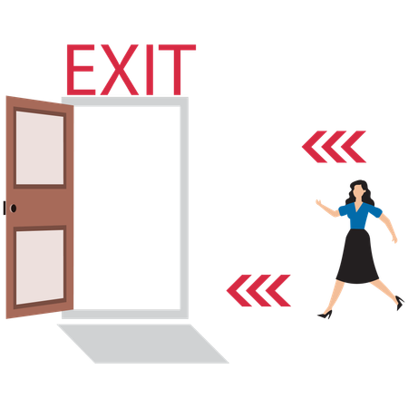 Businesswoman is running to exit  Illustration