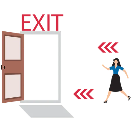 Businesswoman is running to exit  Illustration