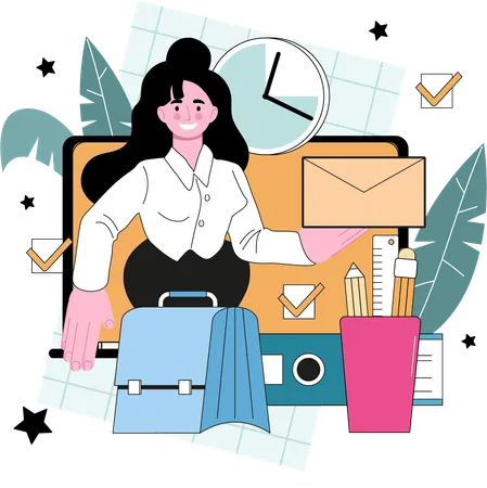 Businesswoman is scheduling business pending tasks  Illustration