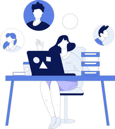 Businesswoman is searching new employee  Illustration