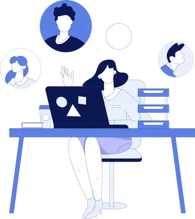 Businesswoman is searching new employee  Illustration