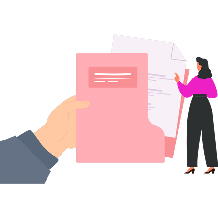Businesswoman is securing contract papers  Illustration